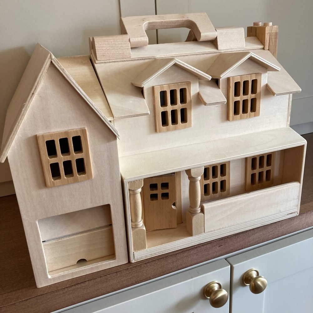 Melissa and Doug natural wood dollhouse